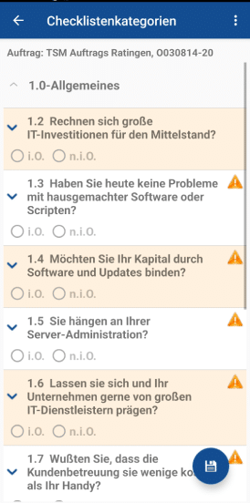 midcom APP Kundendienst-Checkliste